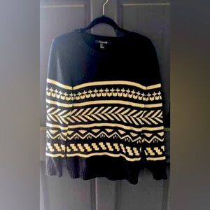 Vintage 21 Black & Cream Native Inspired Geometric Sweater Size Medium